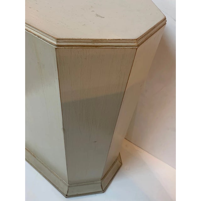 Gray Neoclassical Octagonal Gray Painted Pedestals -A Pair For Sale - Image 8 of 12
