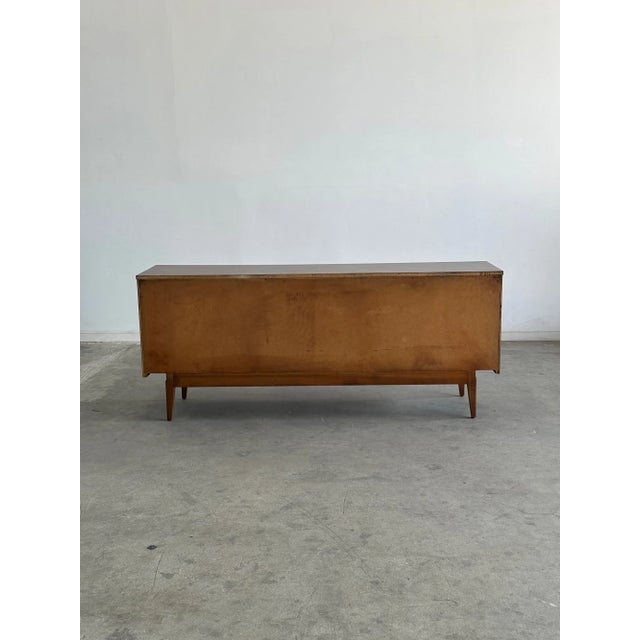 Brown 1960s Walnut Triple Dresser With Sculpted Handles For Sale - Image 8 of 10