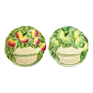 Embossed and Hand-Painted Italian Fruit Plates. Set of 2