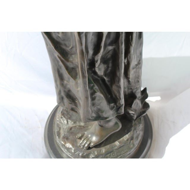 1990s Art Deco Bronze Egyptian Girl with Water Jug Large in the Style of F.Ghilmany For Sale In Los Angeles - Image 6 of 18