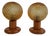Mid-Century Modern Table Lamps with Amber Glass and Wood Base, Czechoslovakia, 1980, Set of 2 For Sale