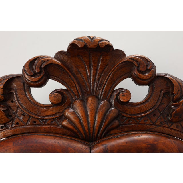 Wood Louis XV Style Root Veneer Mirror with Scalloped Curved Frame and Oister Crest, 1800s For Sale - Image 7 of 11