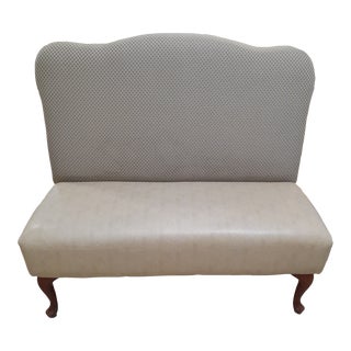 Lee Industries Attributed Banquette in Faux Ostrich and Diamond Patterned Upholstery For Sale