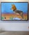 Wood Masks We Wear, Overtaking the Past by 3rd Version (Ben Patterson) | Oil on masonite panel Coyote in a mask standing in a desert landscape. For Sale - Image 7 of 10