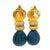 Modern 1980s Italian Carved Lapis Topaz Diamond 18k Gold Drop Earrings, Pair For Sale - Image 3 of 17