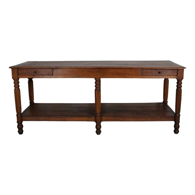 Antique French Rustic Oak Console, 19th Century For Sale
