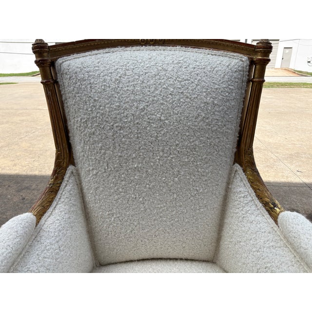 19th Century French Louis XVI Style Giltwood Bergere For Sale - Image 15 of 18