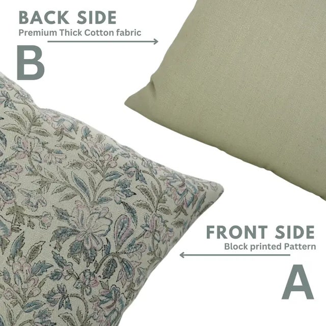 Not Yet Made - Made To Order Indian Print Water Replicant Cushion Cover 20x20 Inch Cotton Linen- Qudrat For Sale - Image 5 of 6