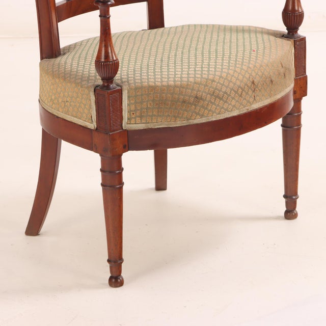 French A Set of Six French Directoire Style Carved Walnut Dining Chairs, 19th Century. For Sale - Image 3 of 4