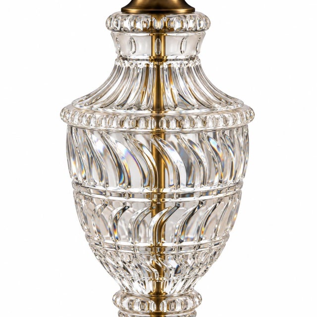 Metal Mid 20th Century Coordinated Trio of Yugoslavian Crystal Lamps With Emerald Velvet Shades - Set of 3 For Sale - Image 7 of 11