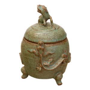 Fine Early 20th Century Guardian Lion Censer Jar
