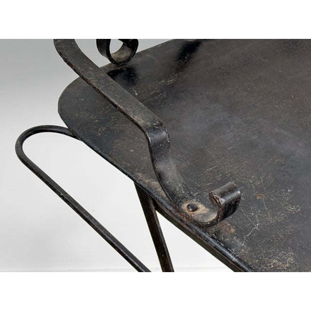 1920s Antique c.1920's French Folding Steel Tray Table With Scrollwork For Sale - Image 5 of 11