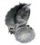 This vintage cast lead decorative sculpture features an Art Nouveau-inspired nymph seated gracefully within a large open...
