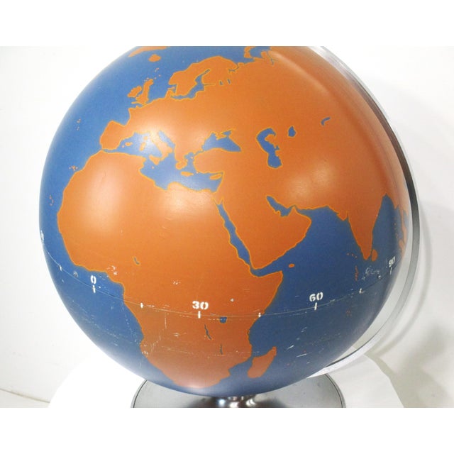Blue Large Rare Color Metal Military Machine Age Globe by a.j. Nystrom For Sale - Image 8 of 12