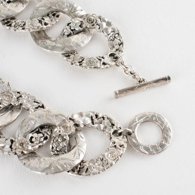 Metal Kenzo Paris Silver Plate Floral Choker Necklace For Sale - Image 7 of 10