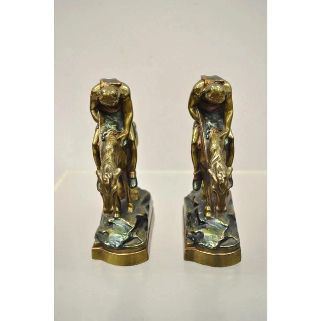Brown Vintage Bronze Clad 8" End of Trail Indian on Horse Figure Bookends - A Pair For Sale - Image 8 of 12