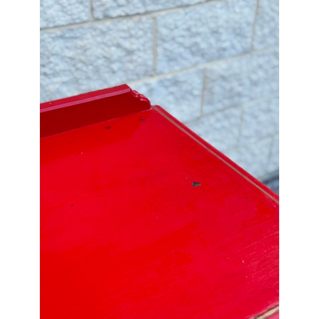 Red Vintage French Provincial Style Red Painted Buffet Cabinet For Sale - Image 8 of 12