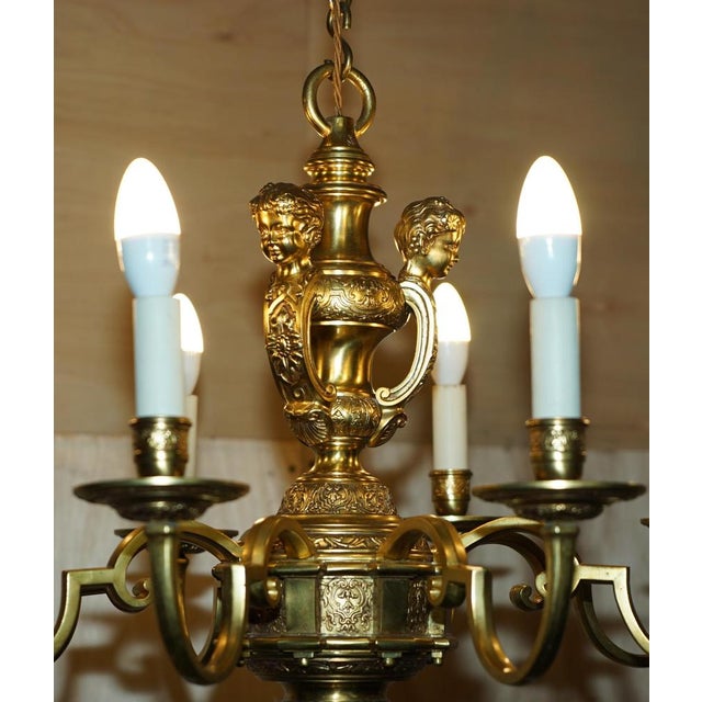 Antique French Rococo Gold Gilt Brass Eight-Branch Cherub Chandelier, 1900s For Sale - Image 18 of 18