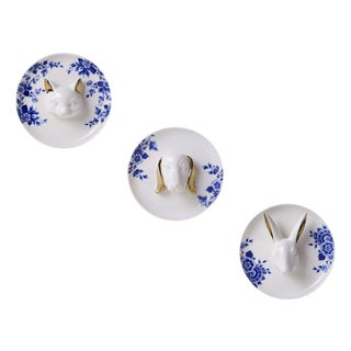 Delfts Blue 3D Animal Figures Wall Plates from Heinen Delfts Blauw, 2026, Set of 3 For Sale