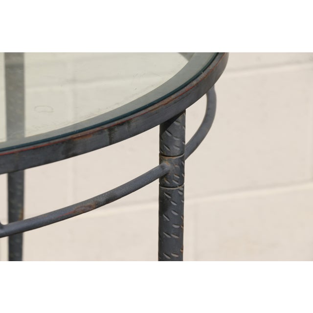 Mario Papperzini for Salterini “Amalfi” Round Iron Dining Table With Glass Top | 1950s For Sale - Image 12 of 18