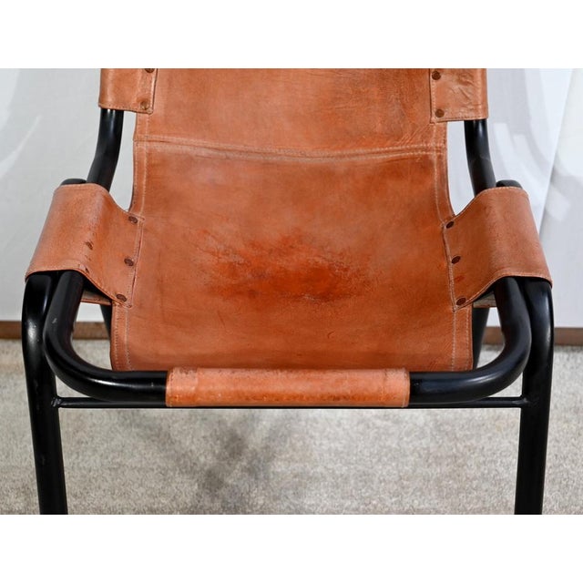 Set of Metal and Leather Chairs, 1960 For Sale - Image 14 of 18