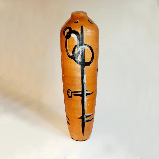 Black Large Mid-Century Terracotta Vase For Sale - Image 8 of 9