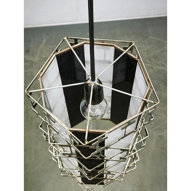 Black Mid-Century Czech Geometric Chrome Pendant Light, 1960s For Sale - Image 8 of 12