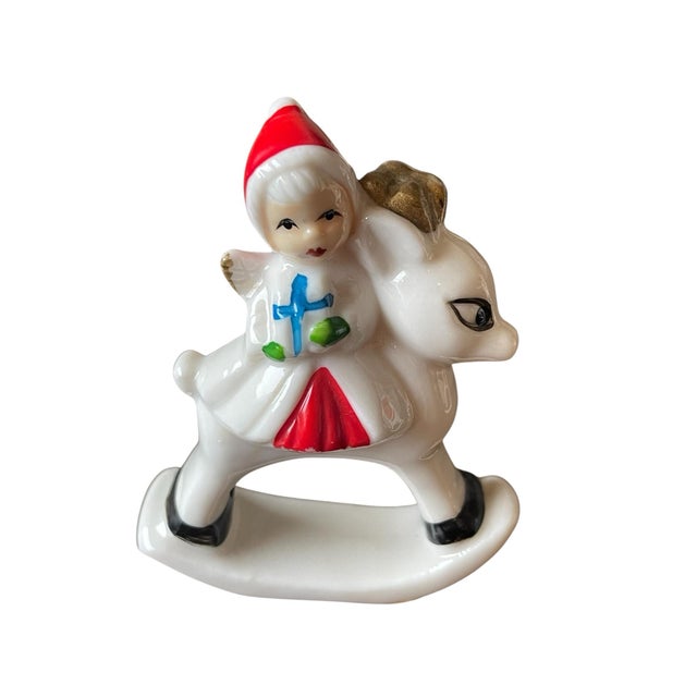 Ceramic Vintage Mr. & Mrs. Claus Christmas Horse Rockers For Sale - Image 7 of 7