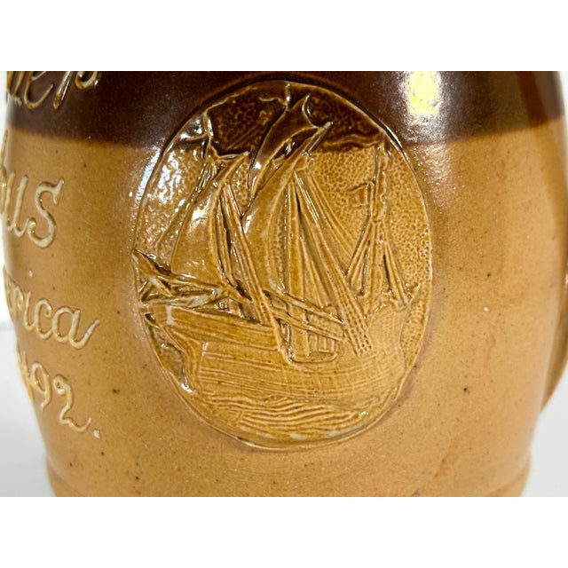 English Antique Doulton Lambeth Stoneware Pitcher: 1893 World's Fair Columbian Exposition For Sale - Image 3 of 10