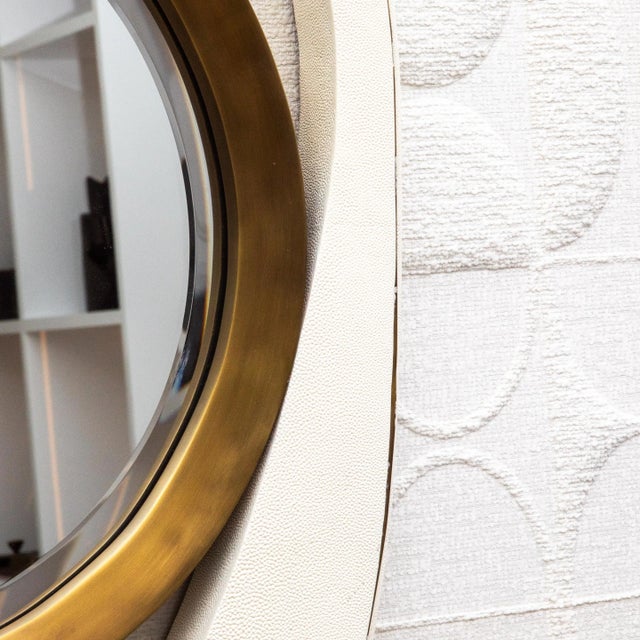 Metal Modern Mirror in Cream Shagreen by R&y Augousti For Sale - Image 7 of 8
