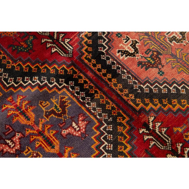 Textile 4 X 8 Multicolor Vintage Shiraz Persian Wool Rug With Allover Design For Sale - Image 7 of 10