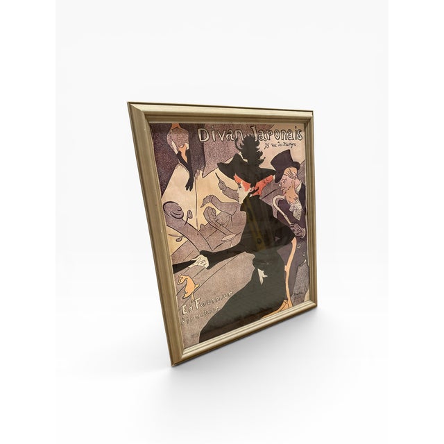 Art Nouveau Late 20th Century Framed Henri De Toulouse-Lautrec “Divan Japonais” Poster Reproduction For Sale - Image 3 of 11