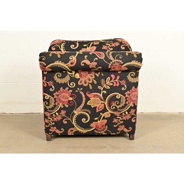 Smith Brothers of Berne Contemporary Lounge Chair and Ottoman in Paisley Upholstery For Sale - Image 11 of 14