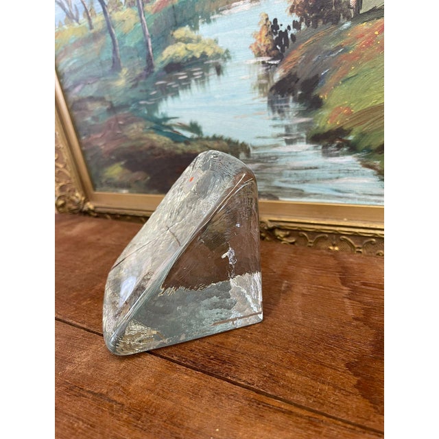 Vintage Blenko Handmade Art Glass Bookend For Sale - Image 4 of 7