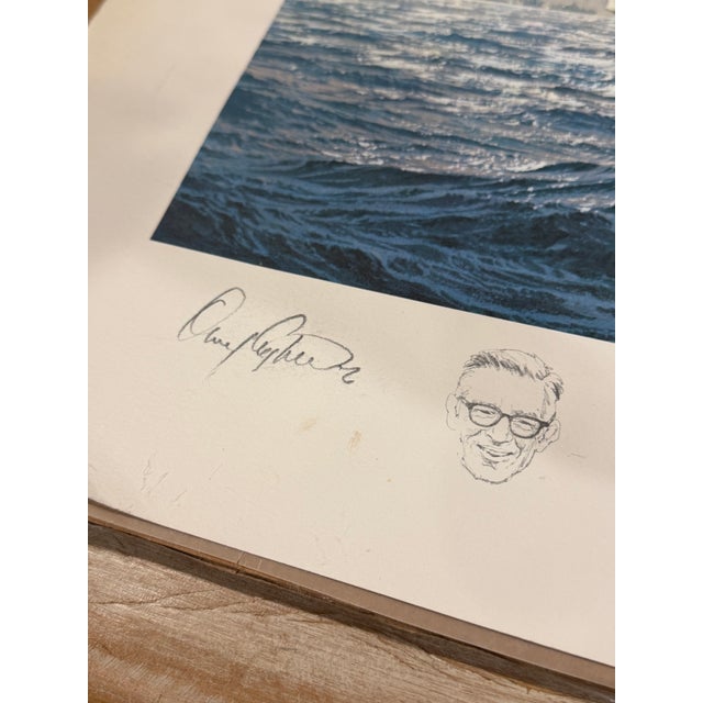 1975 “America’s Cup ’74” Nautical Print – Hand Signed by Ted Hood & Olin Stephens – Vintage Sailing Artwork For Sale - Image 4 of 8