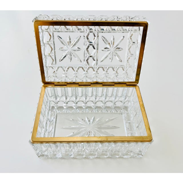 French Large Mid Century French Crystal Casket Jewelry Box For Sale - Image 3 of 10