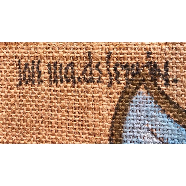 Mid 20th Century Jose Maria de Servin, Folk Art Mexican Girl with Watermelon Oil Painting on Burlap For Sale - Image 4 of 4