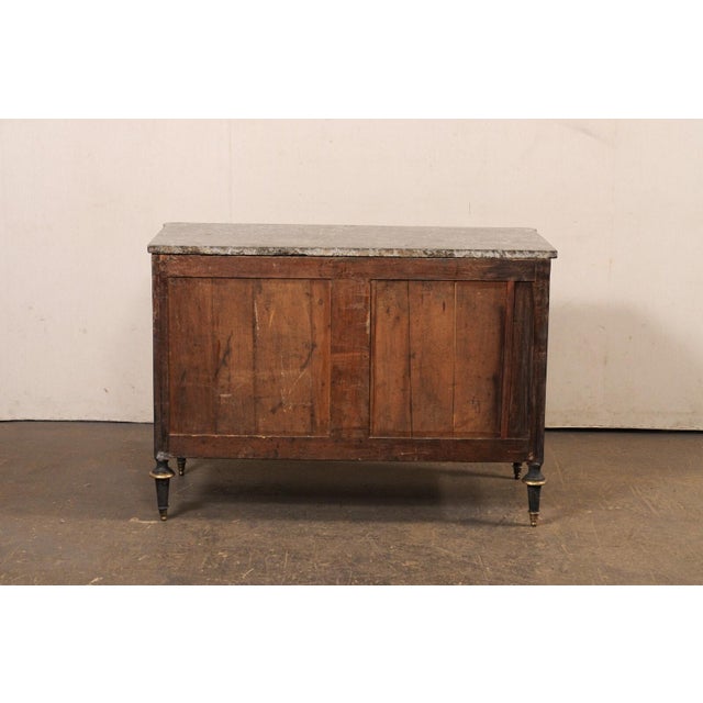 Charcoal 19th Century French Neoclassic Commode W/ Marble Top & Brass Pulls For Sale - Image 8 of 12