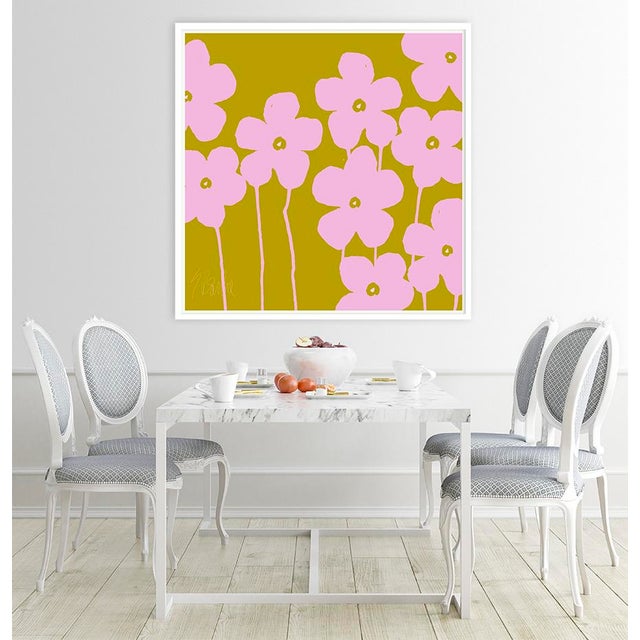 Mid-Century Modern Fabulous Flowers in High Pink and Spring Green Fine Art Print 24" X 24" by Liz Roache For Sale - Image 3 of 6