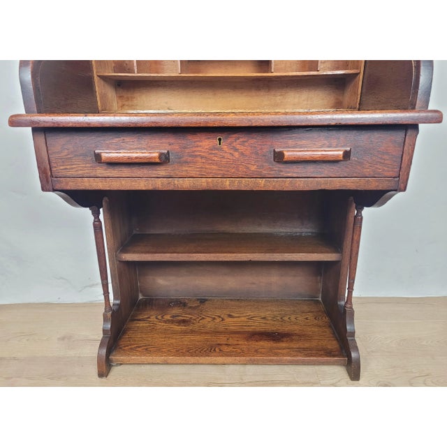 Edwardian Writing Desk in Oak, 1910 For Sale - Image 12 of 18