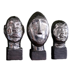 1990s Set of 3 Brutalist Head Sculptures From Italy
