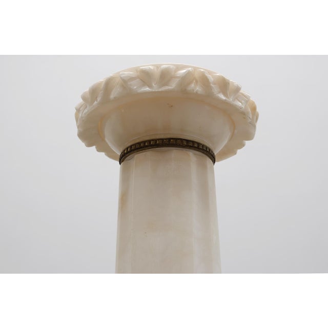 Carved White Marble Pedestal Column with Rosette Capitals, Italy, 1890s For Sale - Image 4 of 13
