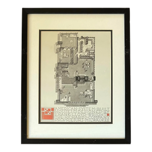 Vintage Print of Architectural Home Design by Frank Lloyd Wright ~ American System Built Houses Milwaukee