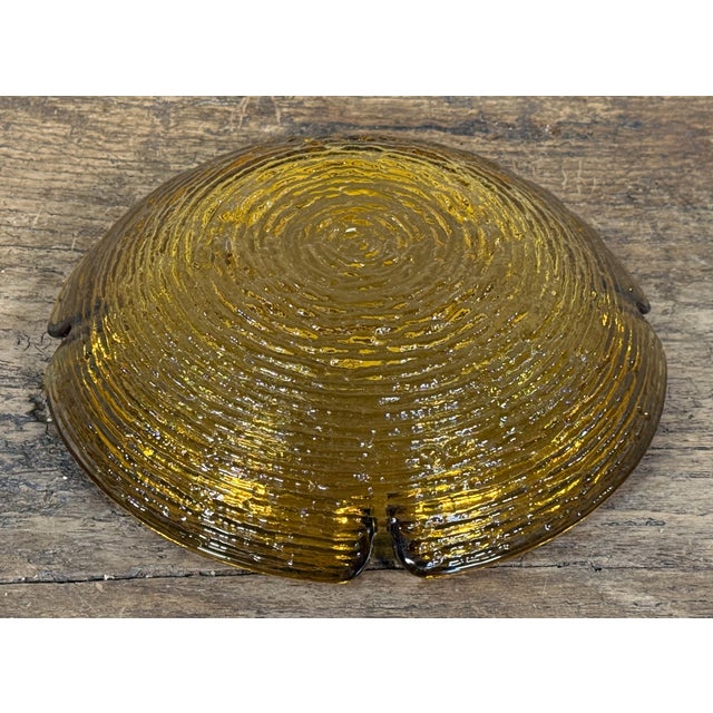 Mid 20th Century Mid Century Modern Amber Art Glass Ashtray Bowl Thick Textured Catchall For Sale - Image 5 of 5
