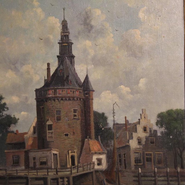 1950s Dutch Artist, View of the City of Hoorn, 1950, Oil on Canvas For Sale - Image 5 of 15