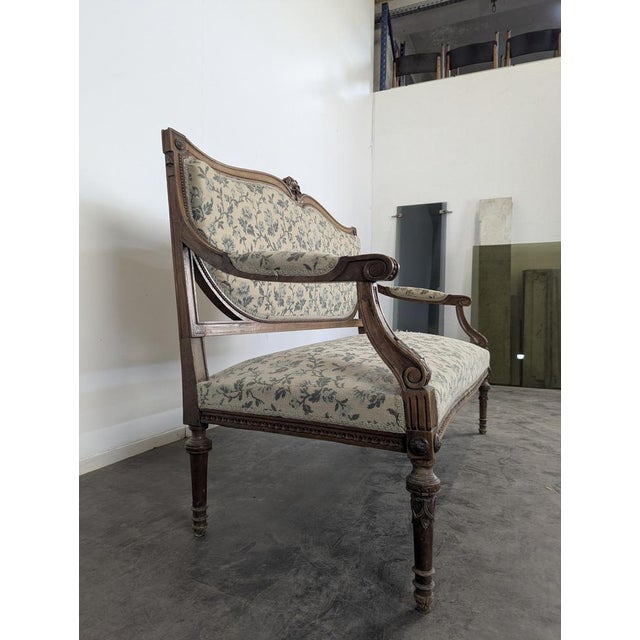 Louis XVI Style Living Room Set with Escutcheon Backrests, 19th Century, Set of 3 For Sale - Image 6 of 18