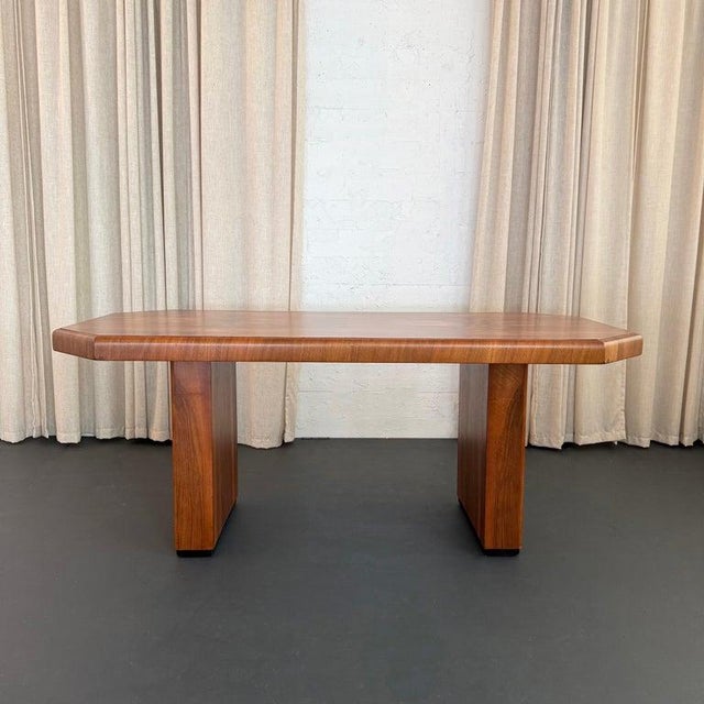 Antique Art Deco Octagonal Burl Walnut Pedestal Dining Table For Sale - Image 11 of 14