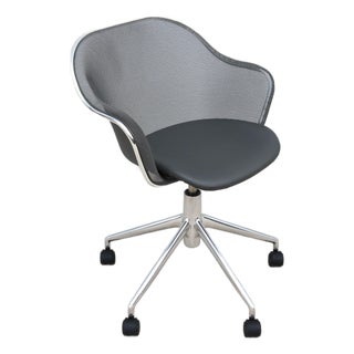 Italian Modern Antonio Citterio for B&b Italia Iuta Swivel Desk Task Chair, Gray Leather For Sale