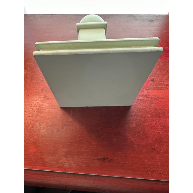 English Handmade Solid Wood Corbel Shaped Wall Bracket or Shelf Palest Green For Sale - Image 3 of 7