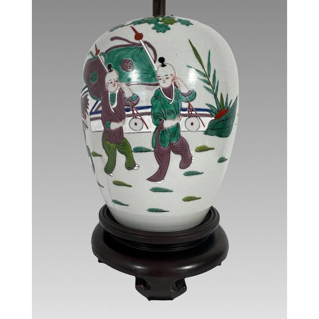 Early 20th Century The Chinese Parade Table Lamp, Antique 'Guangxu Period' Porcelain Ginger Jar With Auspicious Bats For Sale - Image 5 of 11